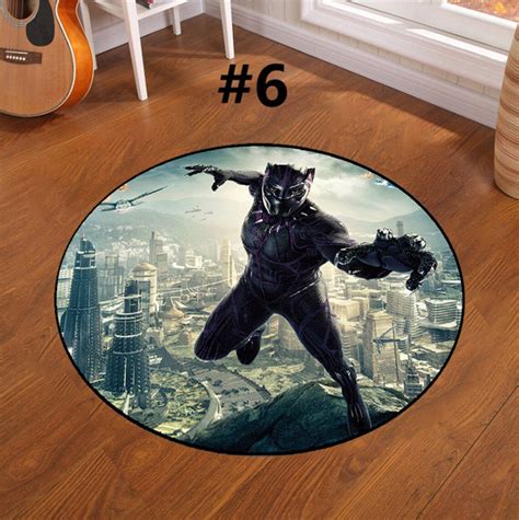 6 Style Super Hero Black Panther Comic Round Floor Rug Carpet Etsy