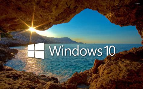 Windows 10 Over The Cave White Text Logo Wallpaper Computer