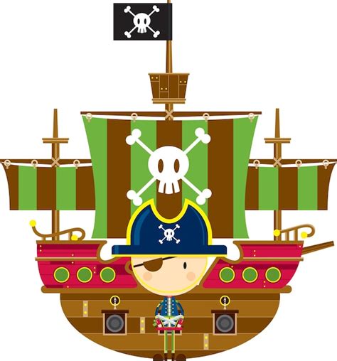 Cute dibujos animados swashbuckling eyepatch pirata capitán personaje