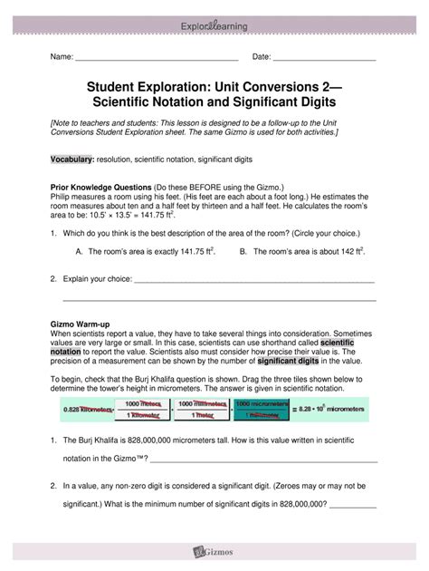 Using the gizmo and other places, students are asked to define and to. Student Exploration Unit Conversions Gizmo Answer Key Pdf ...