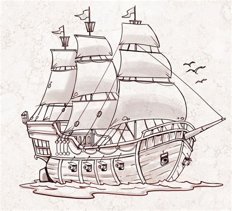 Pin De Tony Haselden En Drawings Dibujo Barco Pirata Barco Pirata Barcos