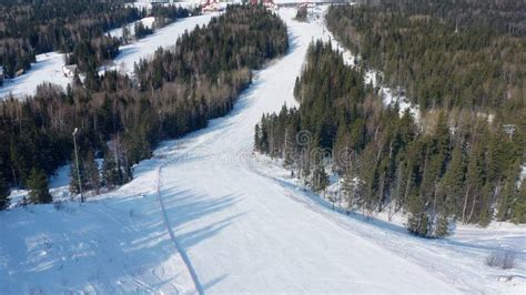 Top View Of Ski Slope On Background Of Ski Resort Footage Stock Photo