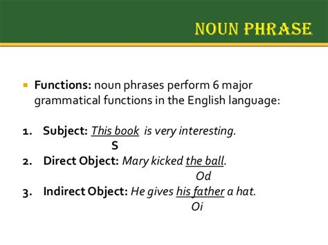 Like all clauses, a noun clause has a subject and a verb. Noun phrases