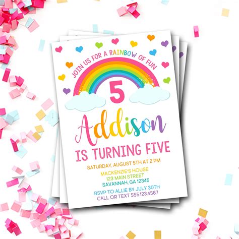 Rainbow Birthday Invitation Rainbow Invitation Rainbow Of Etsy