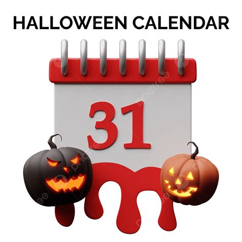 3d Rendering Illustration Halloween 31 Date Bloody October Calendar