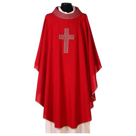 Priest Chasuble In Polyester With Cross Applique Online Sales On