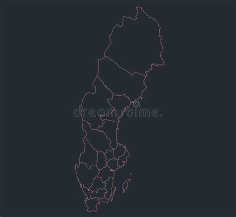 Diseño Plano De Esquema De Mapa De Suecia En Blanco Ilustración Del