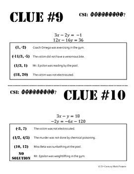 Input it if you want to receive answer. Whodunnit? -- Systems of Equations - Skill Building Class Activity