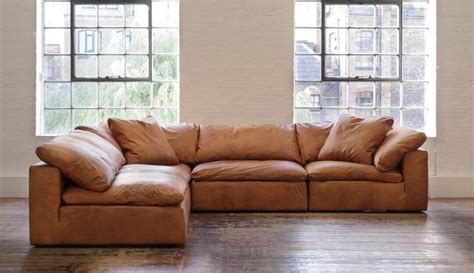 Feather Extra Deep Leather Corner Sofa From Darlings Of Chelsea