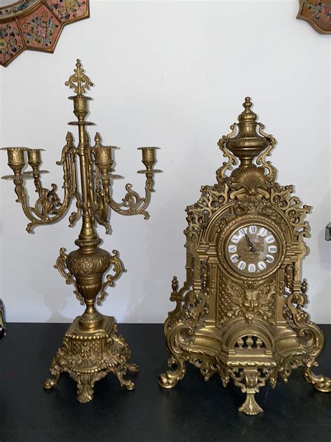Italian Imperial Franz Hermle Brass Mantel Clock With Key And Large