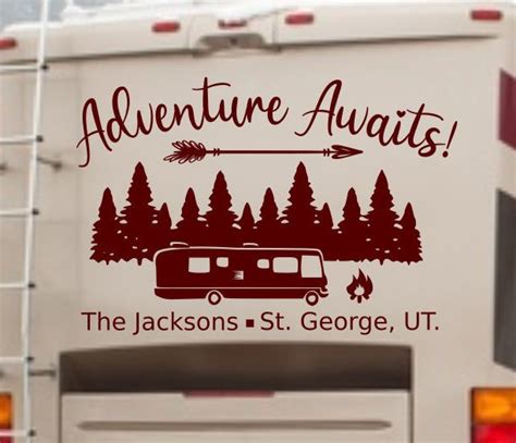 Adventure Awaits Personalized Rv Decal Last Name Decal Custom Rv