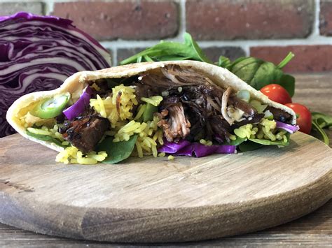 Slow Cooker Balsamic Lamb Pita Pockets With Yellow Spiced Rice Stay At Home Mum