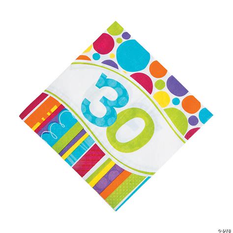 Bright And Bold 30th Birthday Luncheon Napkins Oriental Trading