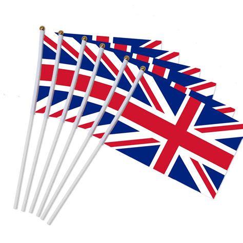 6pcs 14x21cm Great British Flag Hand Waving United Kingdom Flags 30cm