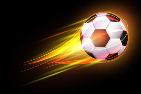 Premium Vector Flying Soccer Ball With Shine Motion Yellow Blur