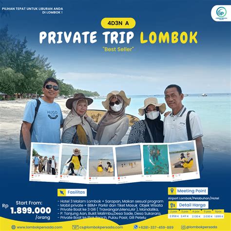 paket wisata lombok 4 hari 3 malam opsi a lombok persada