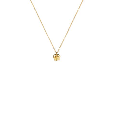 Gucci 18ct Yellow Gold Bee Heart Pendant Necklace Ybb415249001