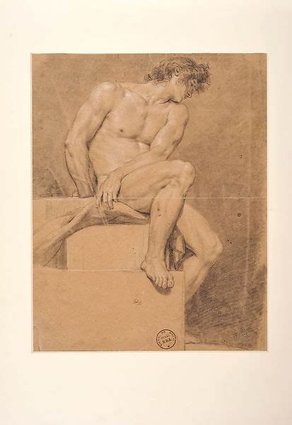 Jacques Louis David Seated Male Nude In Three Quarter View Head