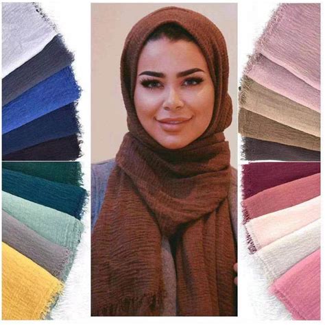 Hot Selling Stock 105 Colours Shawl Scarf Jersey Plain Crinkle Cotton Hijab Woman Muslim Veil