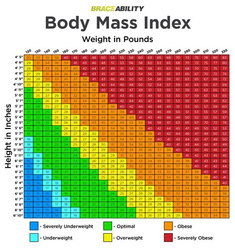 Height And Weight Scale Chart
