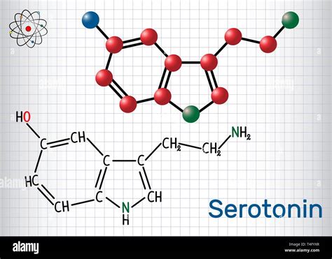 La Serotonina Es Una Molécula La Serotonina Fórmula Química Estructural Y Modelo De Molécula