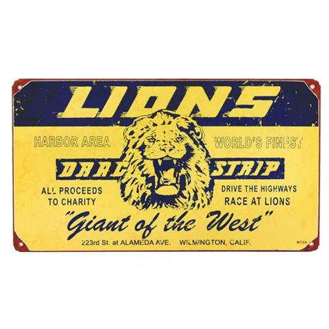 Lions Drag Strip Vintage Tin Sign