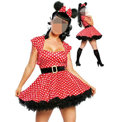 New 2 Pcs Sexy Halloween Adults Costume Mikey Micky Minnie Miki Mouse