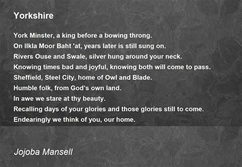 Yorkshire Poem By Jojoba Mansell Poem Hunter