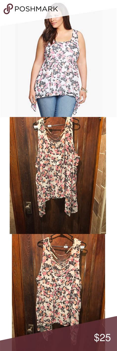 Torrid Floral Chiffon Babydoll Sharkbite Tank Top Floral Semi Sheer