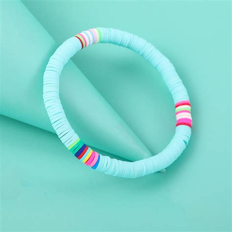 bohemian colorful polymer clay discs anklet for women 2020 handmade elastic summer ocean beach