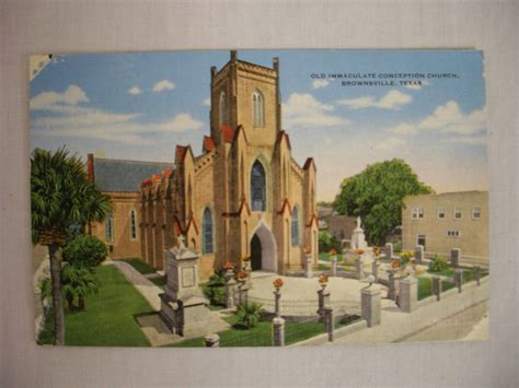 Vintage Linen Postcard Immaculate Conception Church Brownsville Texas