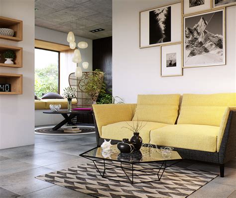 yellow sofa  sunshine piece   living room
