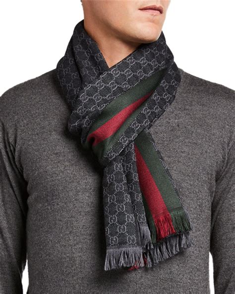 Gucci Accessories Mens Verbier Silk And Wool Scarf Mens Scarves