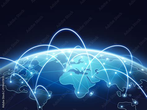 Abstract Network Vector Concept With World Globe Internet And Global