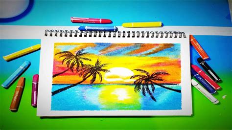 Warnai dengan goresan yang tipis, lalu. how to draw using oil pastels | Cara Menggambar ...