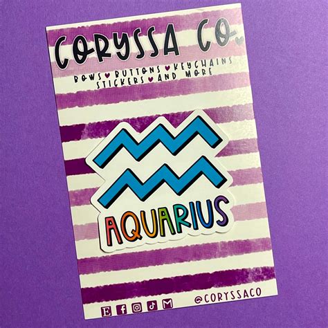 Aquarius Sticker Zodiac Sign Sticker Astrology Colorful Etsy