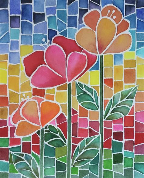 Flower Mosaic Painting By Lael Rutherford Pixels