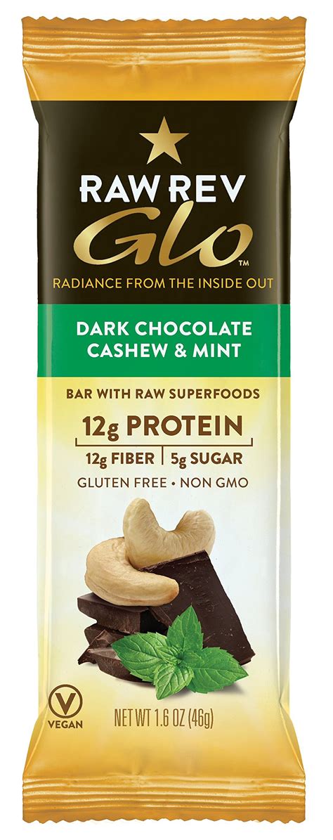 Buy Raw Rev Glo Protein Bars Dark Chocolate Cashew And Mint 16 Ounce