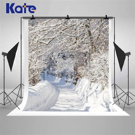 Winter Wonderland Snowcapped Trees Road Photography Backdrops Nature