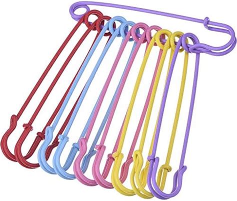 Steel Safety Pins Blanket Pins 4 Inch Extra Large 5 Colors 10 Pieces