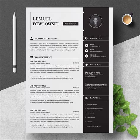 Professional Resume Template Cv Illustrator Templates Creative Market