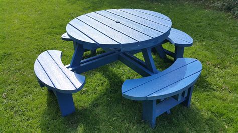 Recycled Blue Plastic Composite Excalibur Picnic Table Commercial Picnic Benches