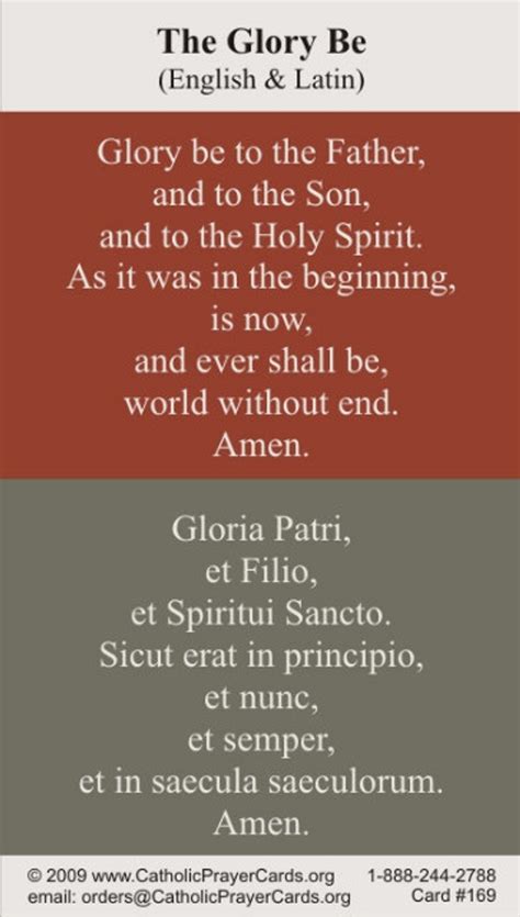 Glory Be Prayer Card In English And Latin