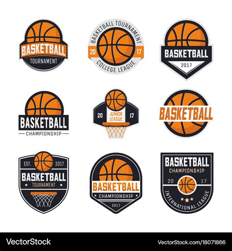 Set Basketball Logos Royalty Free Vector Image