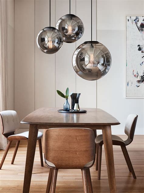 There should be 32 inches from the bottom of the fixture to the top of the table when installing hanging lamps above a table or chandeliers for dining rooms. Marcel 250mm Pendant in Smoke/Black | Lights over dining ...