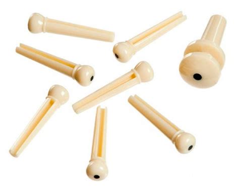 4sound d addario injected molded bridge pins with end pin set of 7 ivory with ebony dot