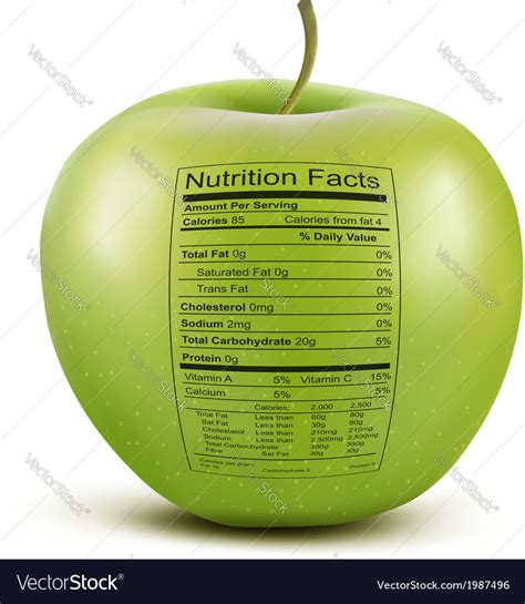 Apple With Nutrition Facts Label Concept Vector Image