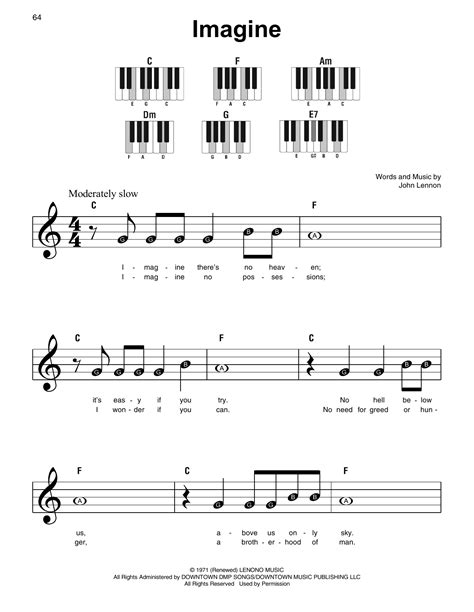 Imagine Sheet Music John Lennon Super Easy Piano