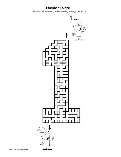 Number Mazes Worksheets