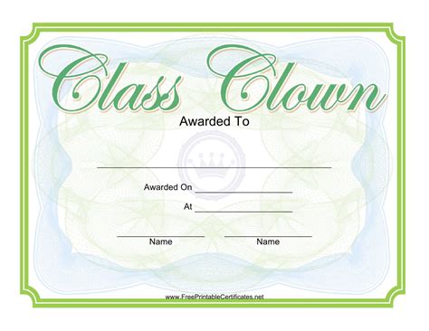 Class Clown Yearbook Certificate Template Download Printable Pdf